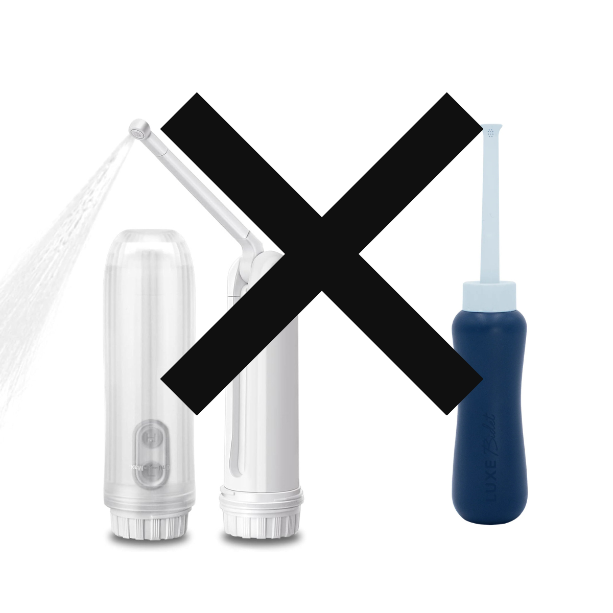 portable bidets with a x on them