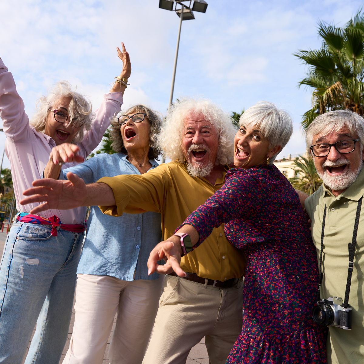 a group of travelers having a blast