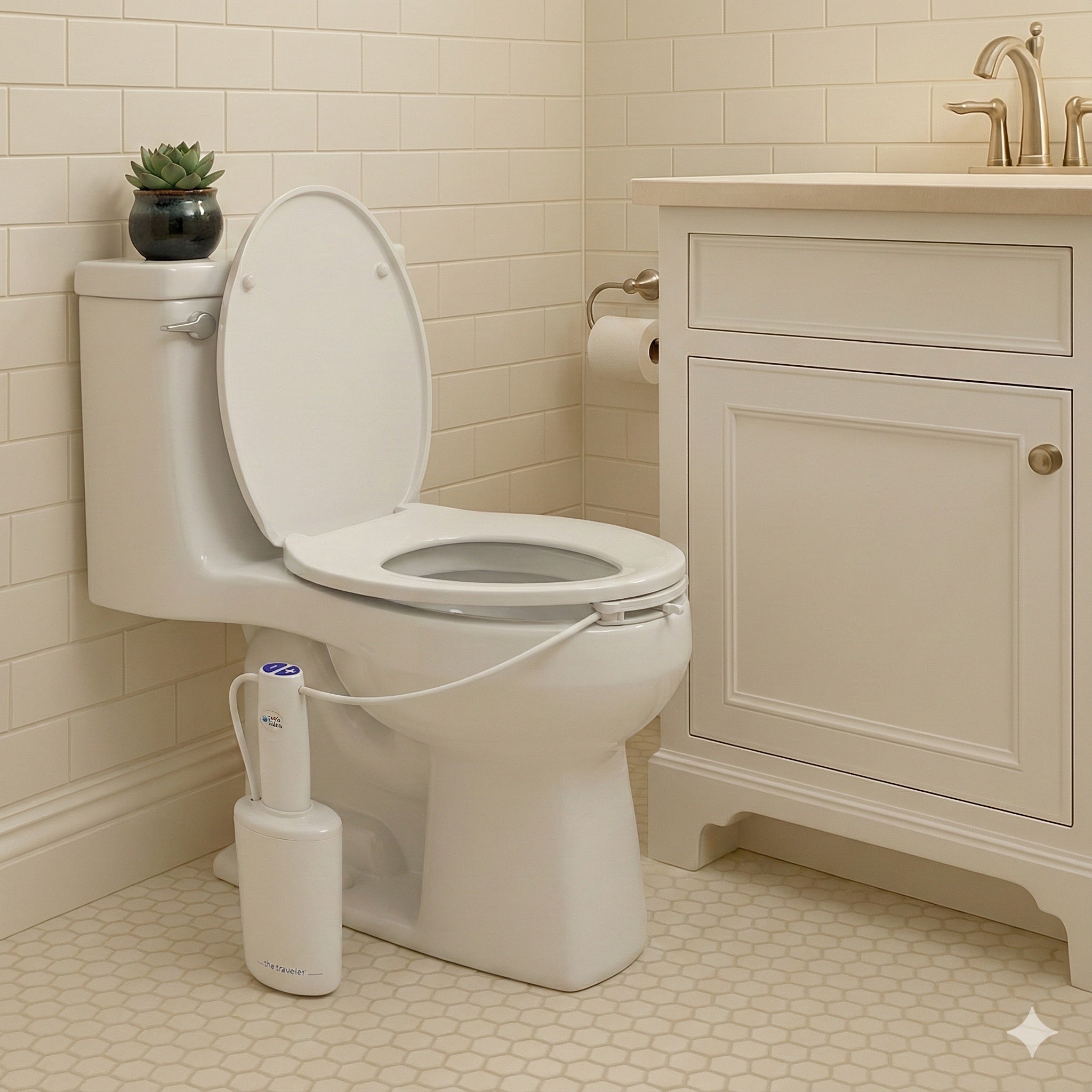 portabidet traveler installed on hotel bathroom